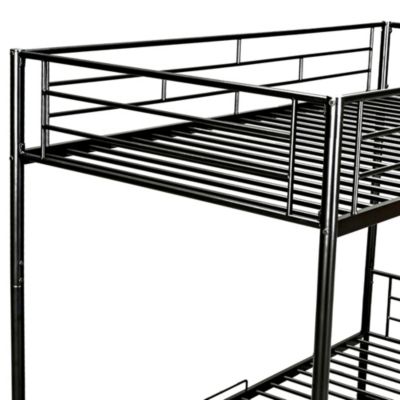 Streamdale Twin Over Twin Metal Bunk Bed With Shelf And Guardrails, White