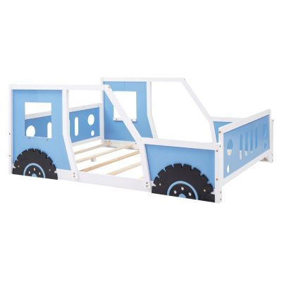 Streamdale Full Size Classic Car-Shaped Platform Bed With Wheels