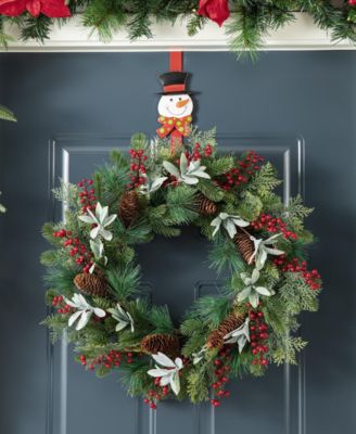 14 H Set of 3 Christmas Metal Elf, Snowman Santa Wreath Hanger