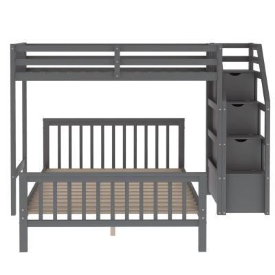 Streamdale Twin Over Full Loft Bed With Staircase