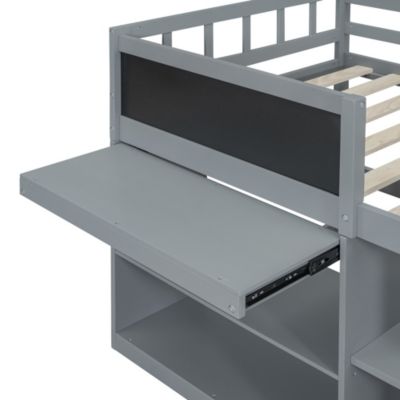 Streamdale Twin Size Low Loft Bed With Rolling Desk, Shelf And Drawers