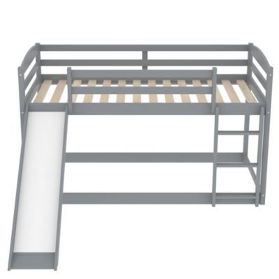 Twin Over Twin Pine Wood Convertible Slide & Ladder Bunk Bed