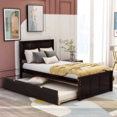 Streamdale Platform Bed With Twin Size Trundle, Twin Size Frame