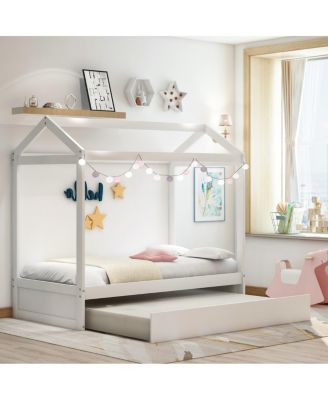 House Bed With Trundle, Can Be Decorated Twin