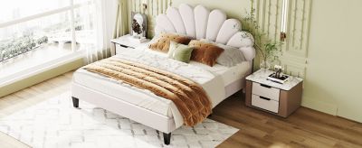 Streamdale Velvet Flower Platform Bed, Queen
