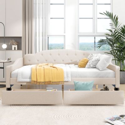 Streamdale Full Size Upholstered Tufted Daybed With Two Drawers
