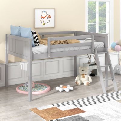 Streamdale Twin Wood Loft Bed with Reversible Ladder