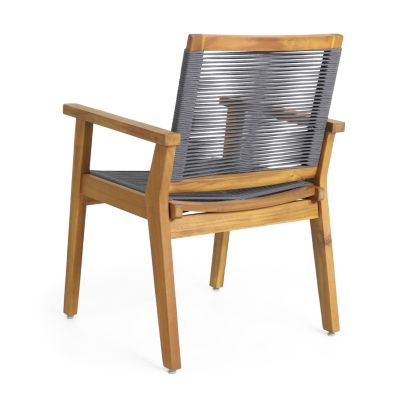 Acacia Wood Rope Weave Transitional Outdoor Chair