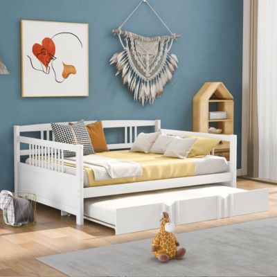 Streamdale Full Size Daybed Wood Bed With Twin Size Trundle
