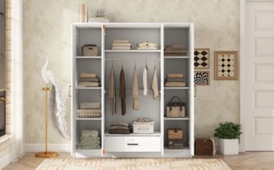 4-Door Mirror Wardrobe with shelves