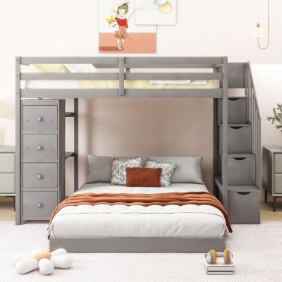 Streamdale Versatile Bunk Bed with Storage and Shelves