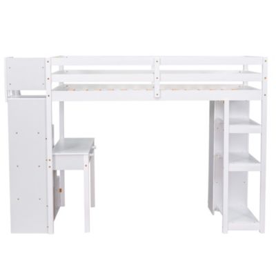 Streamdale Twin Loft Bed with Storage, Desk, and Stairs