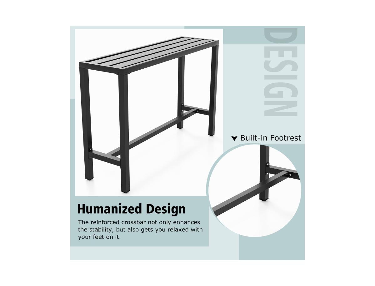 Slickblue Outdoor Bar Table with Waterproof Top and Heavy-duty Metal Frame