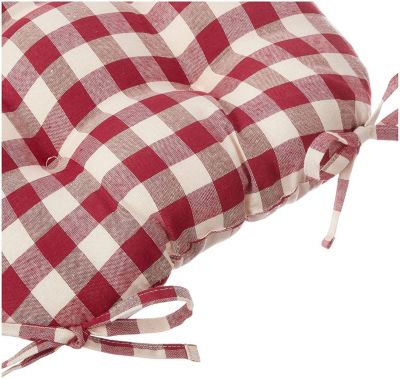 Country Living Gingham Plaid Checkered Country Farmhouse Chair Cushion Pads - 4 Piece
