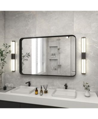 Rectangular Wall Mounted Mirror 22"x30" in Black