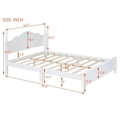Streamdale Retro Style Queen Size Wood Bed Frame with Slat Support