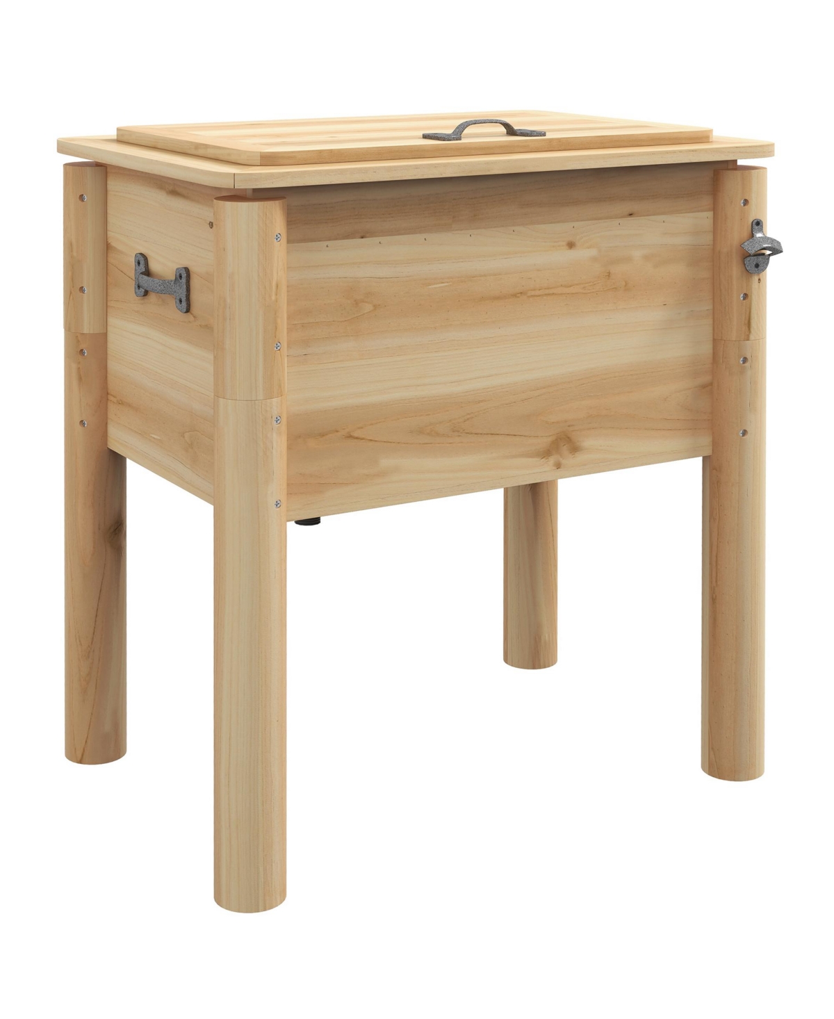 Wooden Patio Cooler 54Qt. Outdoor Beverage Cooler, Natural - Natural wood
