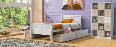 Streamdale Twin Wood Platform Bed with Drawers