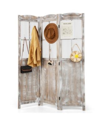 6 Feet Folding Privacy Screen-Coffee