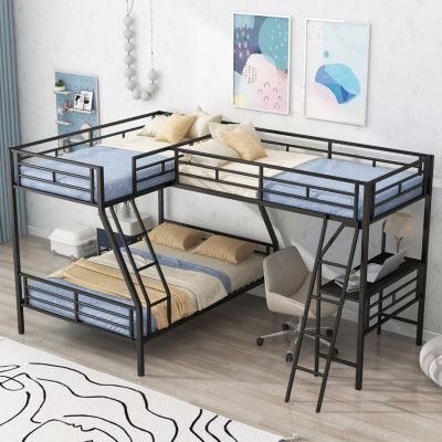 Twin Loft Bunk Bed with Desk and Metal Frame