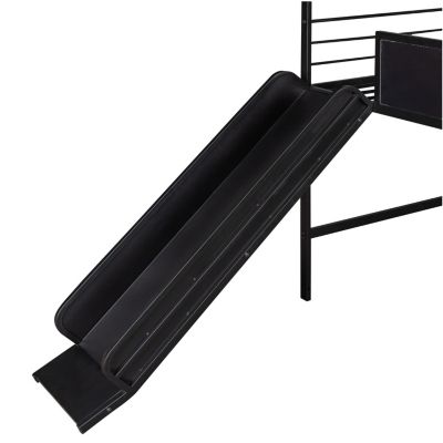 Streamdale Twin Loft Metal Bed with Slide and Writable Board
