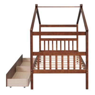 Streamdale Twin Size Wooden House Bed With Drawers