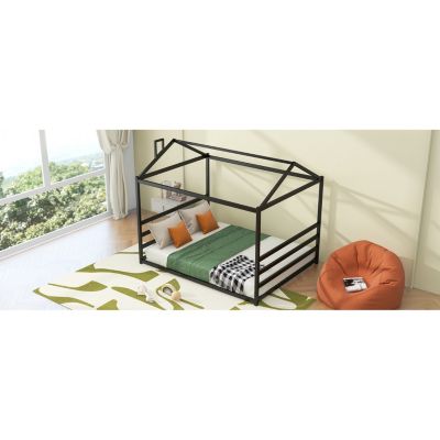 Streamdale Metal House Shape Platform Bed, Gold, Queen