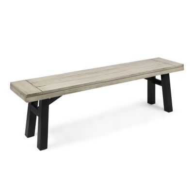 Rustic Acacia Wood Bench Set with Slat Design and Two-Toned Finish