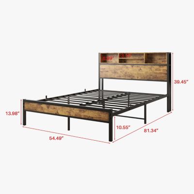 Metal Platform Bed with Storage & Charging Station