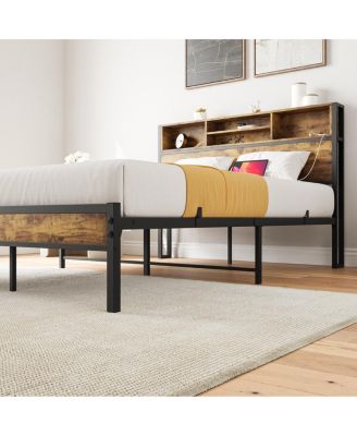 Metal Platform Bed with Storage & Charging Station