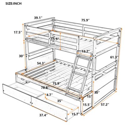 Streamdale Twin Over Full Bunk Bed With Storage