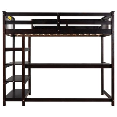 Streamdale Twin Size Loft Bed With Storage Shelves And Under-Bed Desk