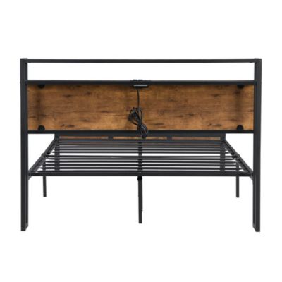 Metal Bed Frame w/ Storage, USB