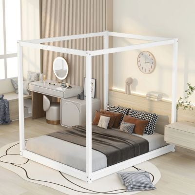Streamdale Queen Size Canopy Platform Bed With Support Legs