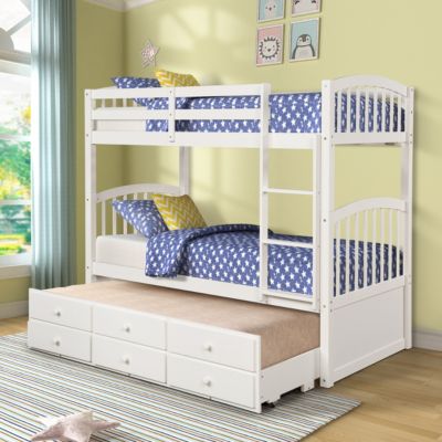 Twin Bunk Bed with Trundle and Drawers