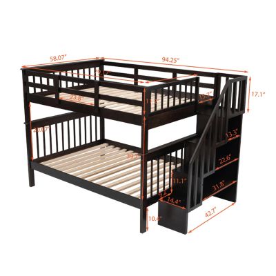 Streamdale Stairway Bunk Bed with Storage and Guardrail