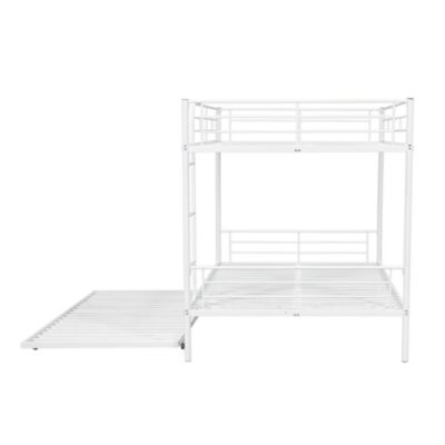 Streamdale Full Over Full Metal Bunk Bed With Trundle, Silver