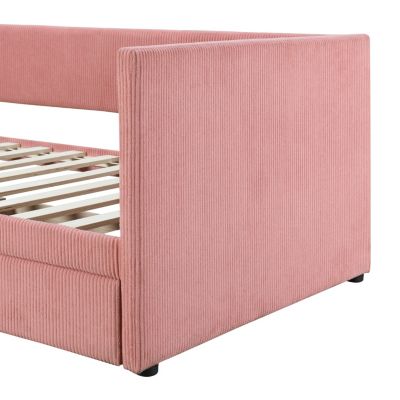Streamdale Twin Size Corduroy Daybed With Two Drawers And Wood Slat