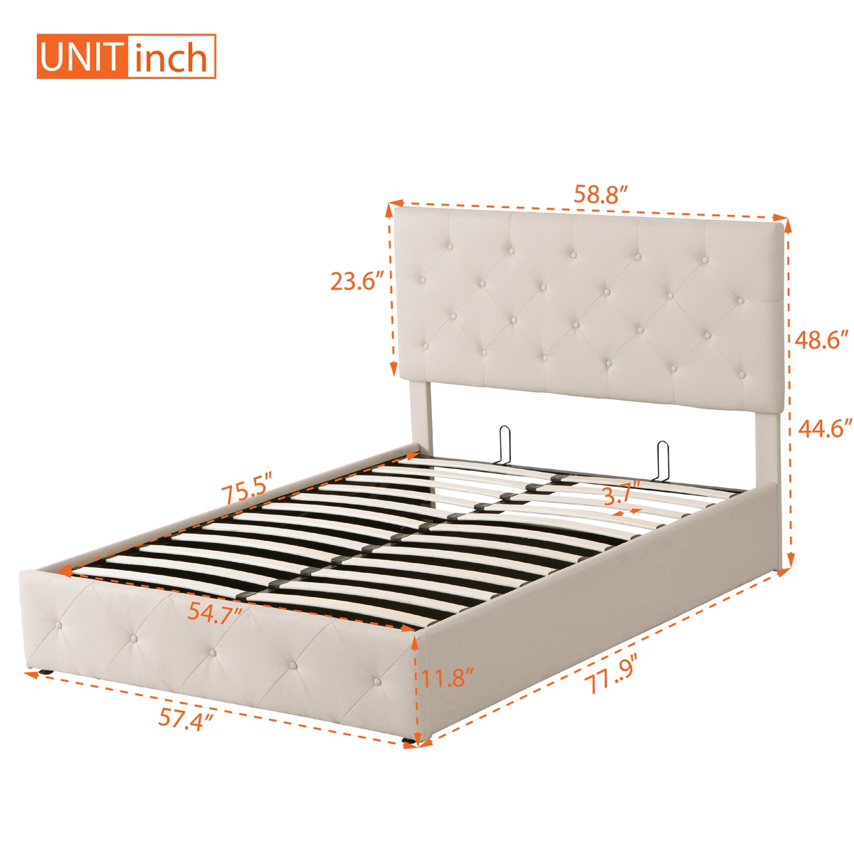 Streamdale Furniture Full Size Upholstered Platform Bed With A Hydraulic Storage System