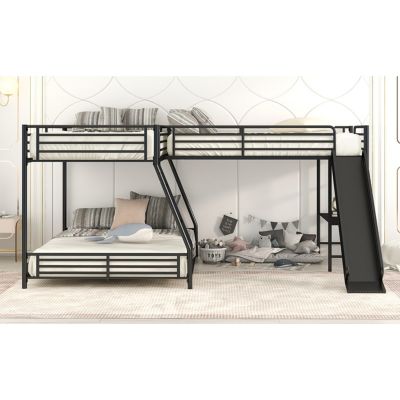 Streamdale Twin/Full L-Shape Bunk Bed w/ Desk & Slide