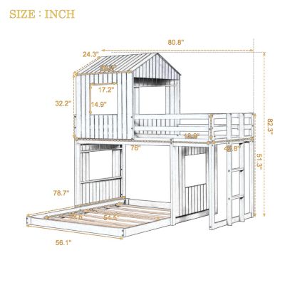 Streamdale Twin Over Full Playhouse Loft Bunk Bed