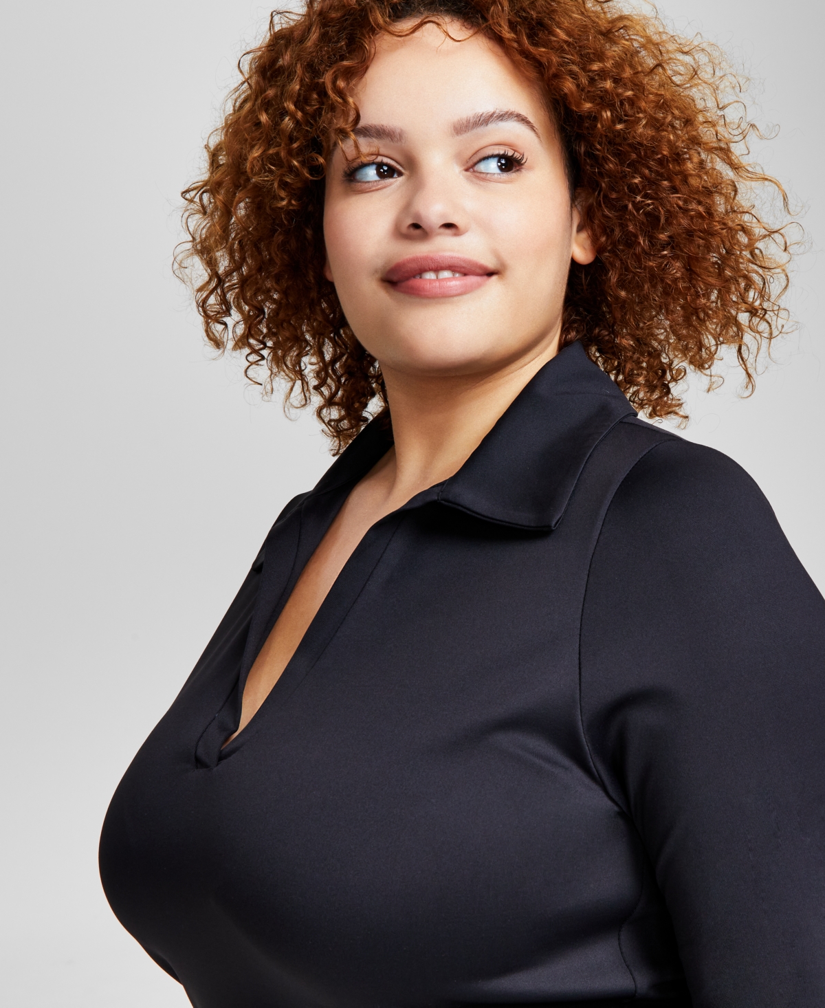 And Now This Trendy Plus Size Polo Long-Sleeve Top, Created for Macy's