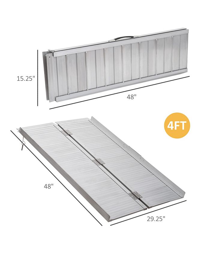 Wheelchair Ramp 4FT, Folding Aluminum Threshold Ramp with Non