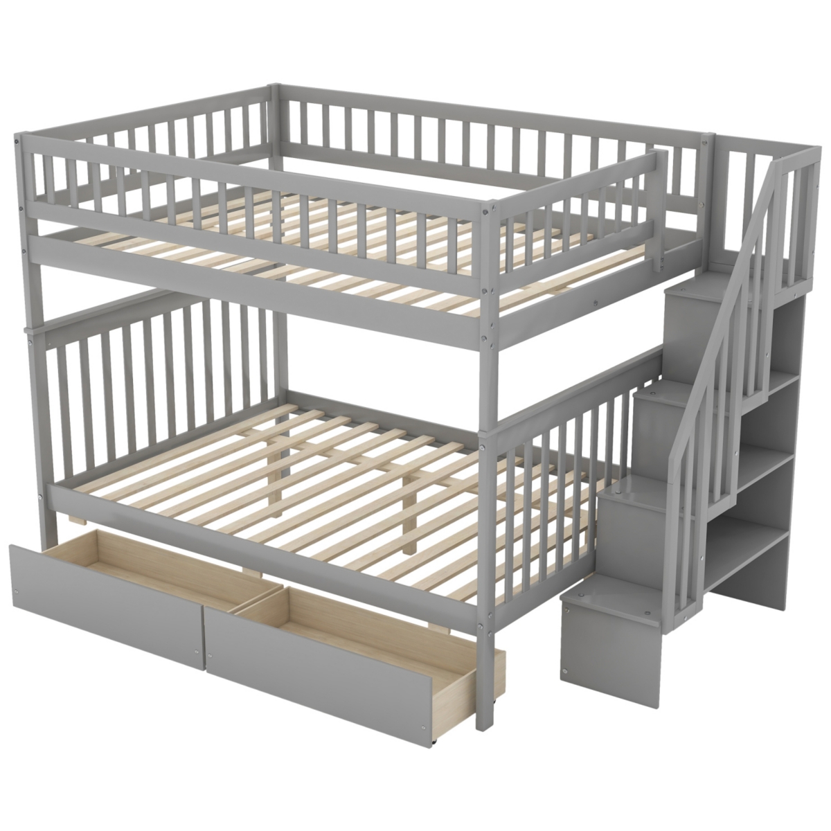 Streamdale Furniture Full Over Full Bunk Bed With Two Drawers And Storage