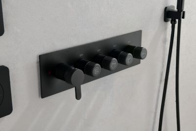 Wall Mounted Waterfall Rain Shower System With 3 Body Sprays &amp; Handheld Shower