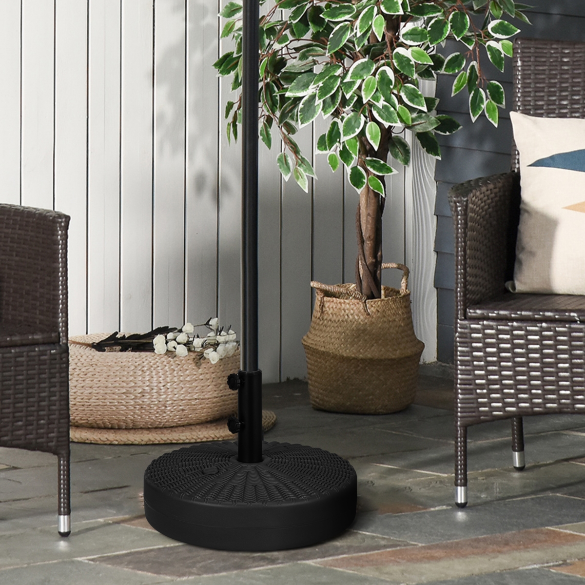 Portable, Fillable Umbrella Stand with Adjustable Pole Support
