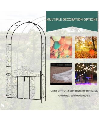 Elegant Metal Garden Arch with Gate for Gardening and Events