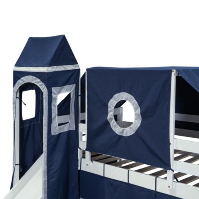 Twin Size Loft Bed with Tent and Tower