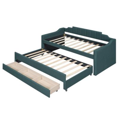 Twin Size Upholstered Daybed with Trundle and Three Drawers &acirc;€“ Daybed