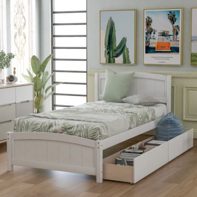 Twin Size Platform Bed With Two Drawers